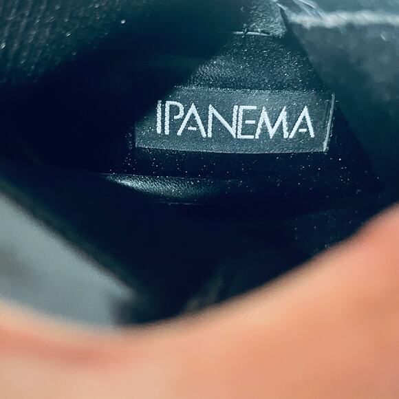 Ipanema Boots VTG 90s Sass Black Leather Ankle Square Toe Zip Office Chunky 7.5M - Picture 6 of 8